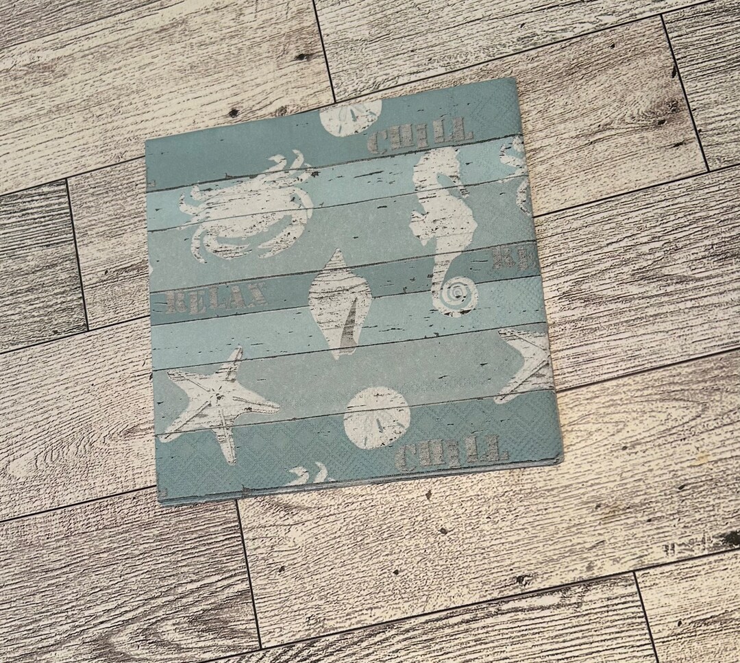 Shell Paper Napkins Beach Sea Shells, Crabs, and Seahorses Paper Napkin - Etsy