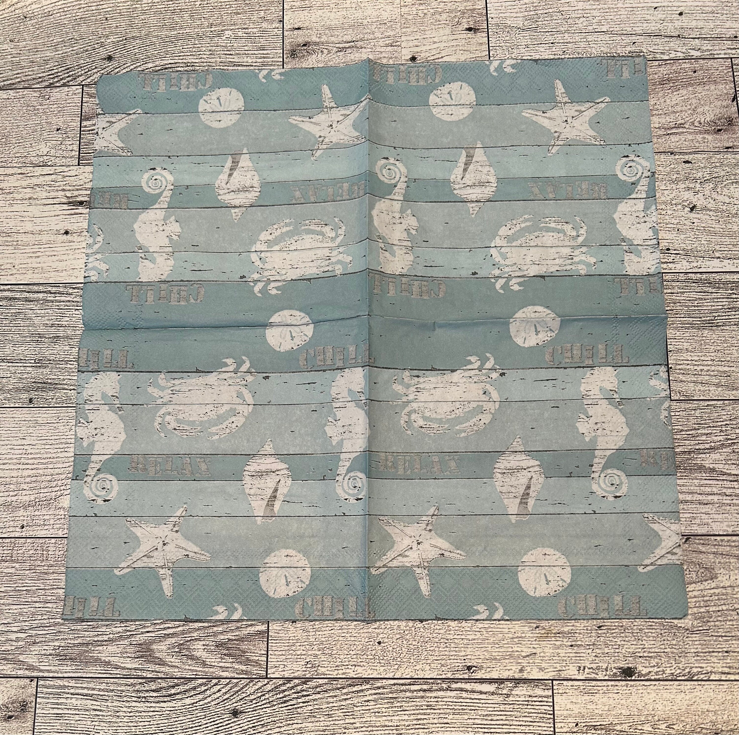 Shell Paper Napkins Beach Sea Shells, Crabs, and Seahorses Paper Napkin - Etsy