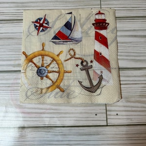 Nautical Symbols Cocktail Paper Napkin