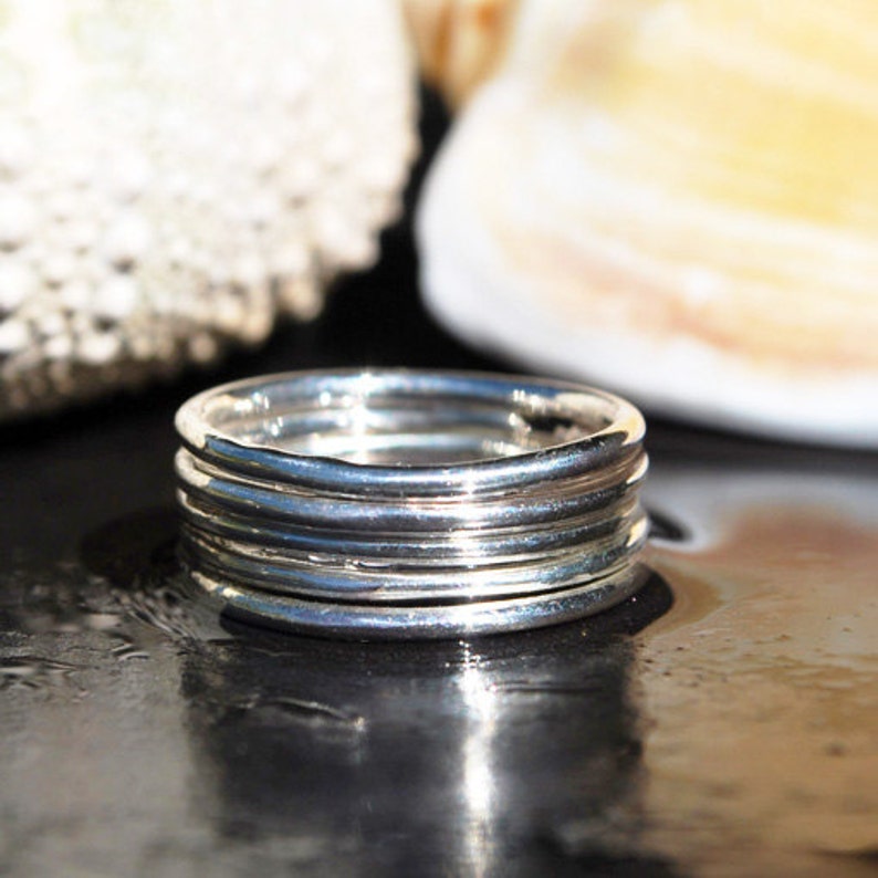 Round Silver Stack Ring Silver Stacking Ring Dainty Silver Ring Silver Stackable Ring Durable Silver Band Boho Ring