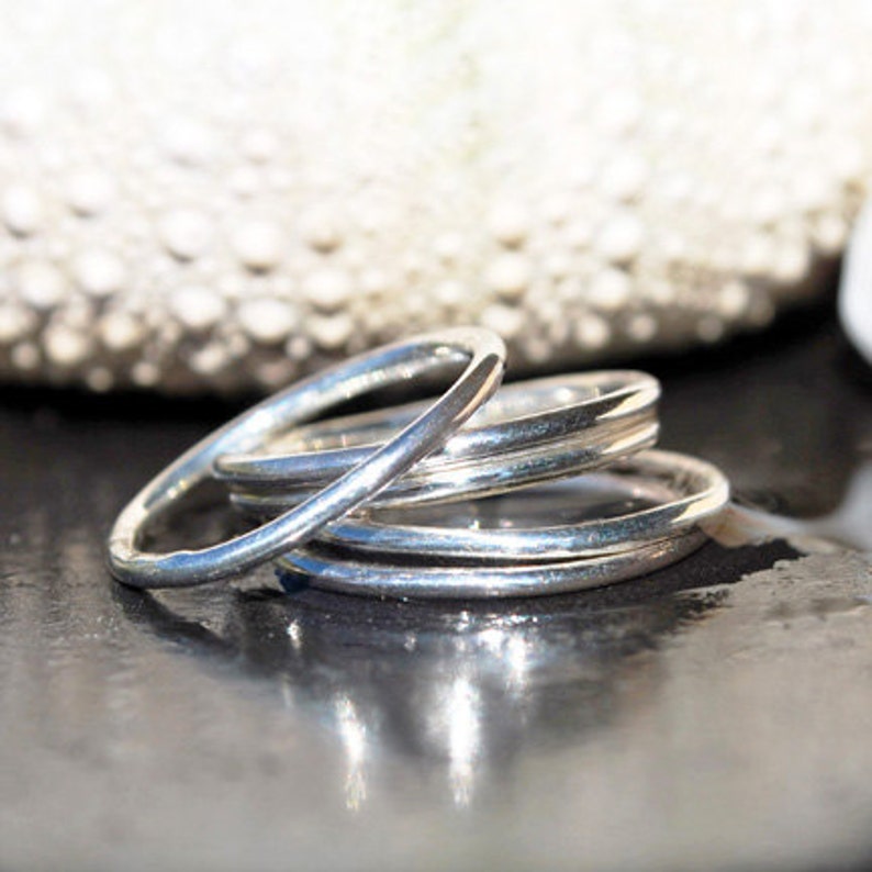 Round Silver Stack Ring Silver Stacking Ring Dainty Silver Ring Silver Stackable Ring Durable Silver Band Boho Ring