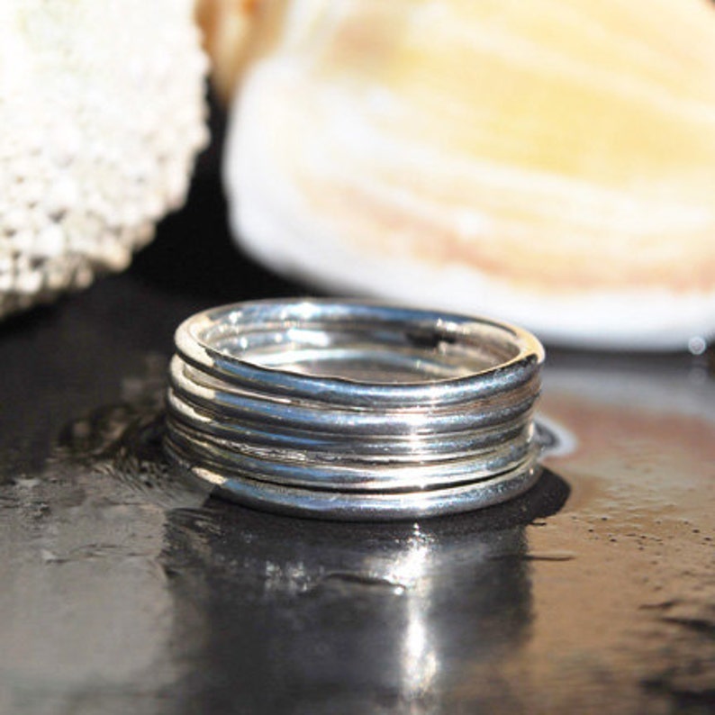 Round Silver Stack Ring Silver Stacking Ring Dainty Silver Ring Silver Stackable Ring Durable Silver Band Boho Ring