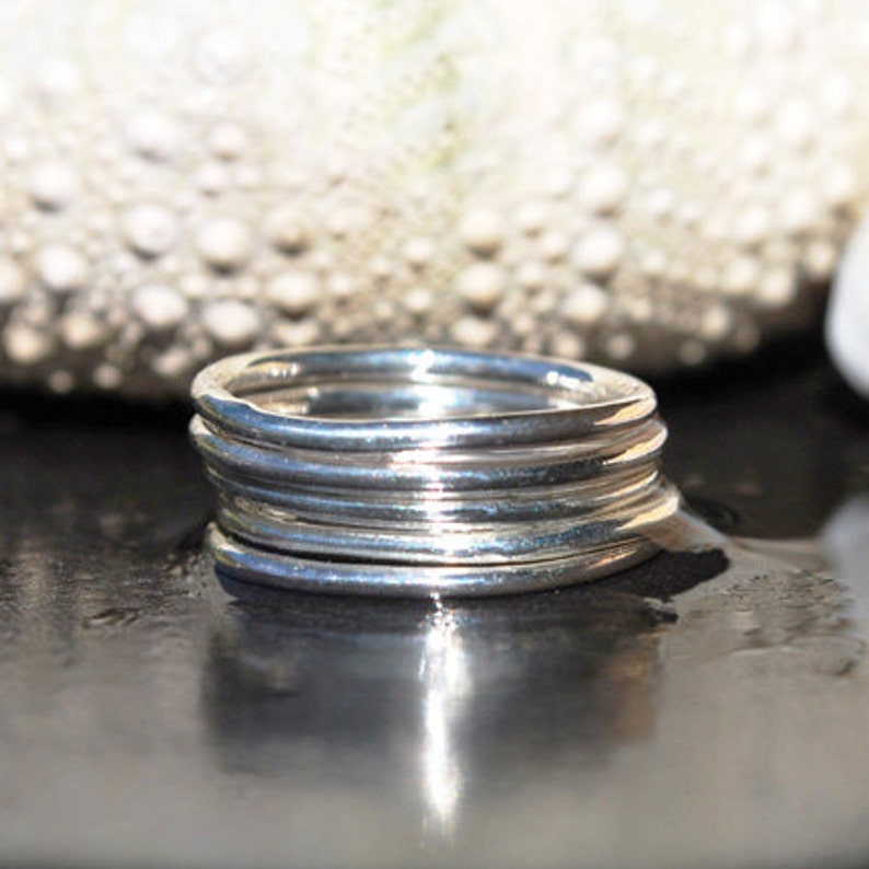Round Silver Stack Ring Silver Stacking Ring Dainty Silver Ring Silver Stackable Ring Durable Silver Band Boho Ring