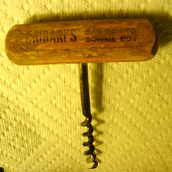 Old Corkscrew New York Vintage Wood Cribari's 601 W. 26th St. Advertising Corkscrew