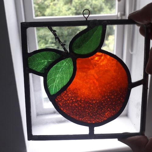 Orange Stained Glass Panel Etsy
