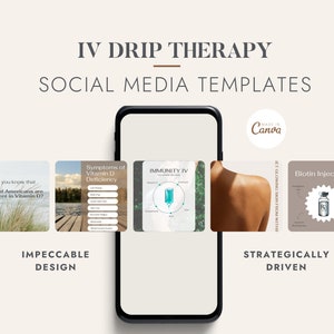 IV Therapy Instagram Templates | IV Therapy Social Media | Iv Drip Therapy Marketing | IV Vitamin Therapy - Neutral Color Palette