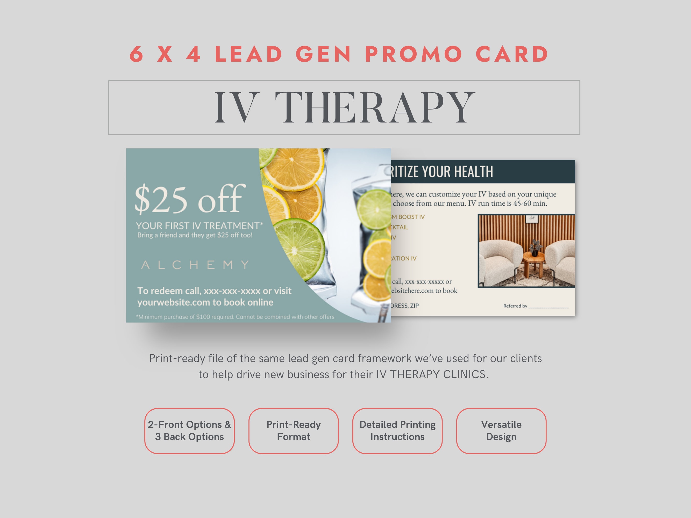 IV Drip Therapy Promo Card Template: Medspa Marketing (canva Editable ...
