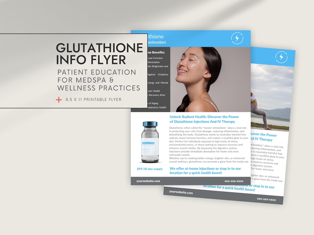 Glutathione Injection Flyer: IV Therapy Marketing Templates (canva  Editable)