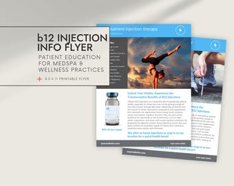 Vitamin B12 Injection Flyer,  B12 Patient Education Brochure,  IV Therapy Marketing, IV Infusion Marketing