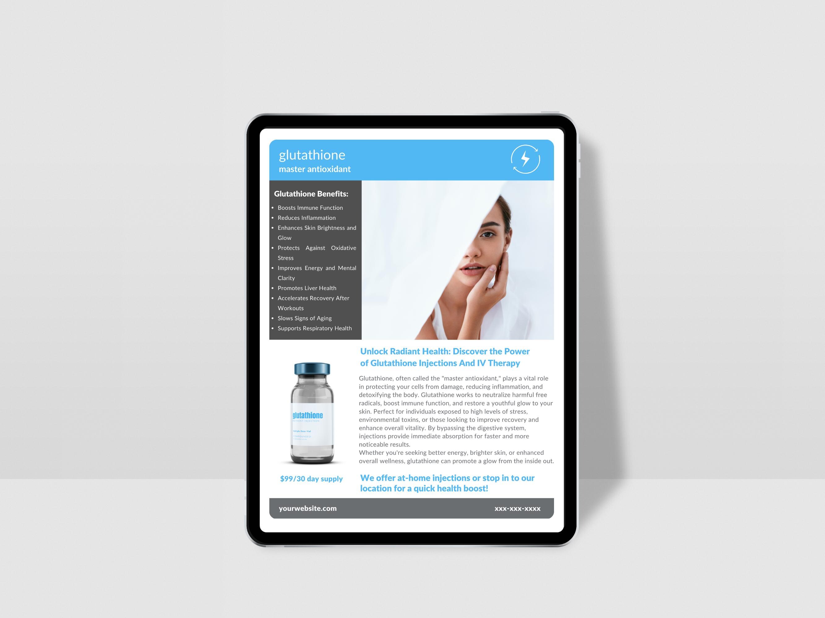 Glutathione Injection Flyer: IV Therapy Marketing Templates (canva  Editable) - Etsy