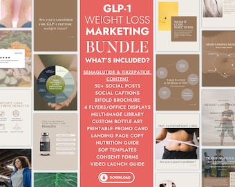 GLP-1 Weight Loss Marketing Bundle: Canva Templates (Editable Canva, Instant Download)