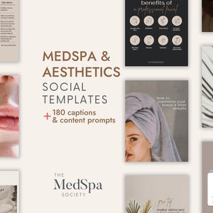 MedSpa Social Media Instagram Canva Templates PLUS 180 Beschriftungen, Botox, Filler, Hydrafacial