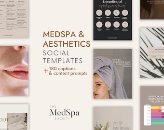 MedSpa Social Media Canva Templates: Botox, Filler + 180 Captions (Editable Canva, Instant Download)