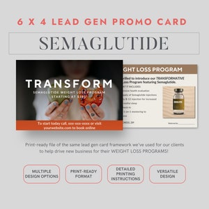 Semaglutide Weight Loss Marketing Postcard, 6 x 4 Semaglutide Marketing Promotional Card For Weight Loss Lead Generation