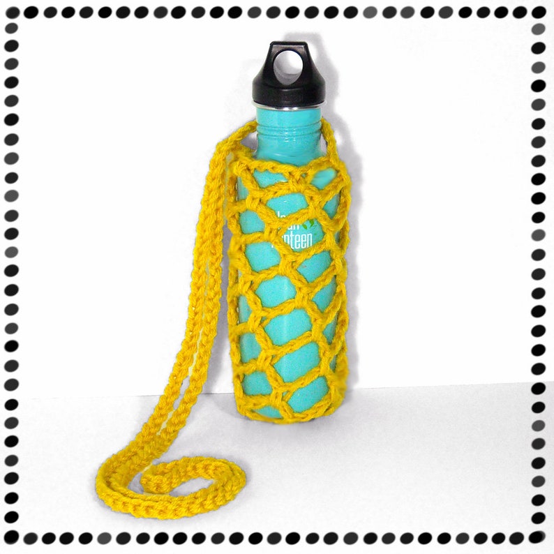 Water Bottle Carrier, Beverage Holder, Hands Free Beer Cozy, ANY COLOR Mustard Yellow