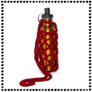 Water Bottle Carrier, Beverage Holder, Hands Free Beer Cozy, ANY COLOR Cherry Red