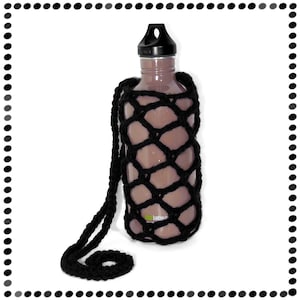 Water Bottle Carrier, Beverage Holder, Hands Free Beer Cozy, ANY COLOR Black