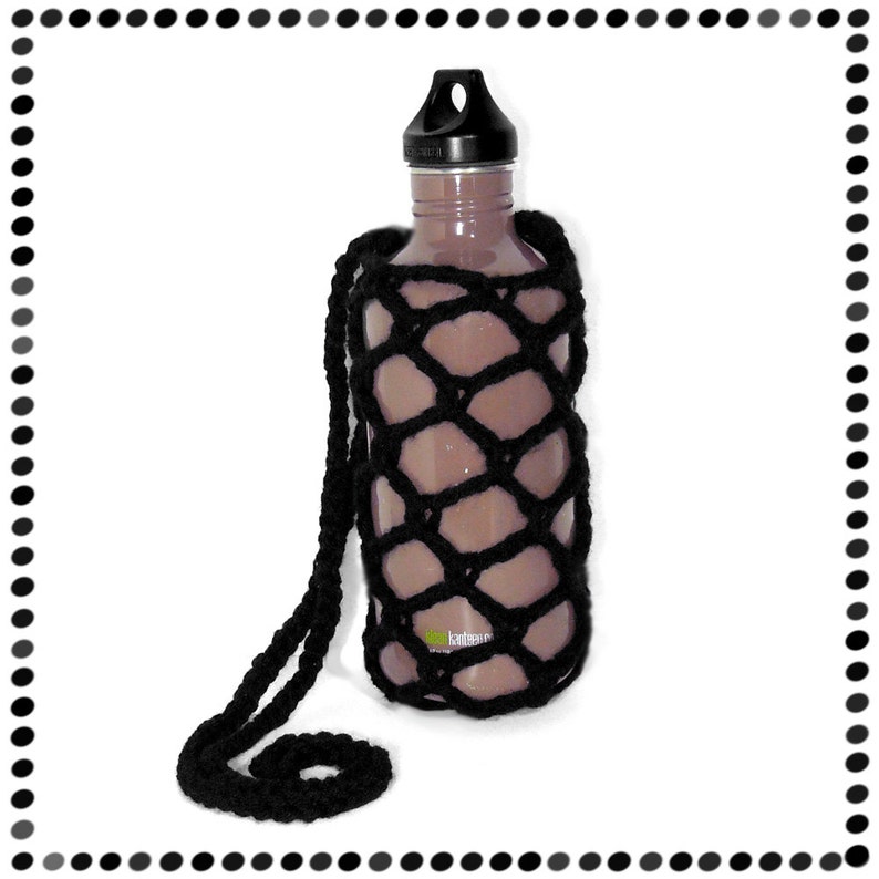 Water Bottle Carrier, Beverage Holder, Hands Free Beer Cozy, ANY COLOR Black