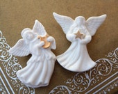 Vintage LENOX Angel Pin Set of 2, White Porcelain Angel Pin, Christmas Angel Brooch Pin, Estate Jewelry, Christmas Jewelry Gift