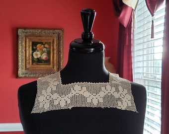 Antique Crochet Lace Square Collar