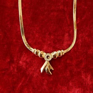 GIVENCHY Necklace Crystal Bow Herringbone Chain, Haute Couture Runway Statement Necklace Wedding Christmas Birthday Gift