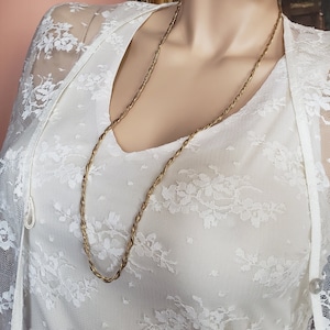 CHRISTIAN DIOR Necklace, Long Necklace, Vintage Gold Plated Intertwined Wheat Chain Necklace by Dior, Signed Designer Jewelry
