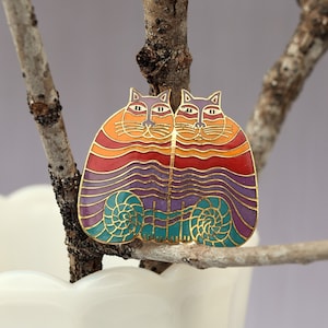 RAINBOW CATS Pin Laurel Burch, Enamel Cloisonne Cat Brooch, Cat Lover Gift, Collectible Cat Pin Laurel Burch