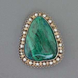 Pendentif épingle d&#39;Eilat ISRAL, pendentif épingle en pierre d&#39;Eilat, perles en argent sterling, pendentif épingle en pierre du roi Salomon d&#39;Israël du milieu du siècle