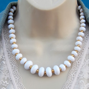 NAPIER Necklace White Lucite, White and Gold Necklace Lucite Choker Napier, Chunky White Necklace, Estate Jewelry