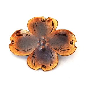 NYE Copper Dogwood Flower Pin Unsigned Stuart NYE, Dogwood Flower Brooch, NYE Copper Flower Pin