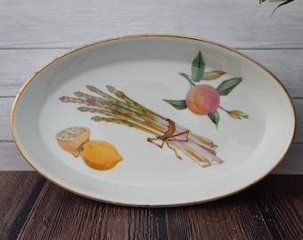 Vintage Casserole 10" Oval Baker ROYAL WORCESTER EVESHAM England, Thanksgiving