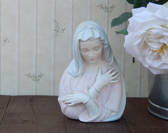 Virgin Mary Vase Planter SHENANDOAH JAPAN Serene Madonna at Prayer, Religious Decor, Catholic Christian Gift, MidCentury