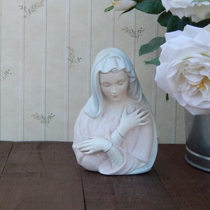 Virgin Mary Vase Planter SHENANDOAH JAPAN Serene Madonna at Prayer, Religious Decor, Catholic Christian Gift, MidCentury