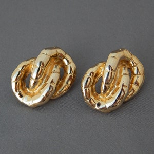 Gold Knot Earrings, Chain Link Pierced Earrings Gold Tone, Vintage