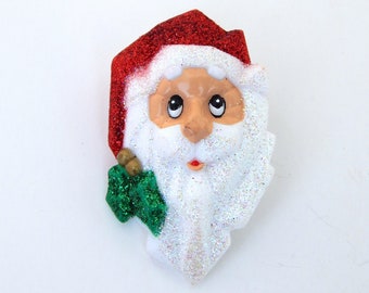 Vintage Santa Pin, Santa's Head Pin, Christmas Pin, Christmas Jewelry Holidays