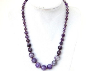 Amethyst Necklace Graduated Beads, Purple Necklace, Natural Gemstone Necklace Boho