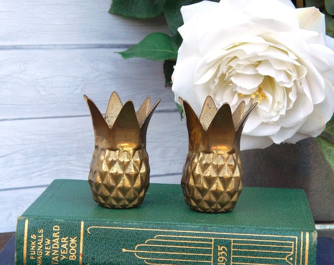 Vintage Brass Pineapple Candle Holders Andrea by Sadek Set of 2