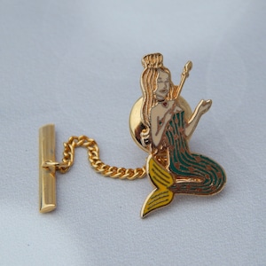 Mermaid Tie Tac, Cloisonne Enamel Mermaid Lapel Pin Tack Pin Tie Pin