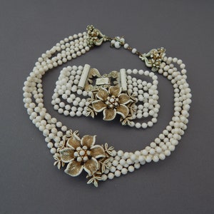 FLORENZA Necklace Bracelet White and Gold Demi Parure - Etsy