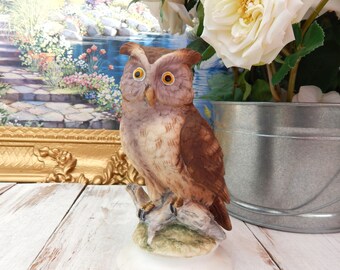 LEFTON Owl Figurine, Bisque Owl Mid Century Lefton KW866, Night Owl Gift