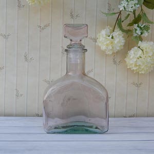 Italian Decanter Hand Blown Glass Green Purple, Collectible Glass Decanter ITALY, Vintage Barware
