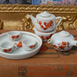 Miniature Tea Set, Ceramic Mini Tea Set, Doll Display China, Accessories for Dollhouse