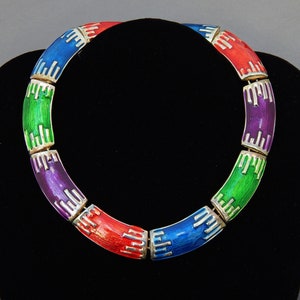 Enamel Link Necklace B&K Multi-Color Red Blue Green Purple