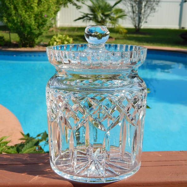 WATERFORD Crystal Canister Jar with Lid, Candy Dish, Cookie Jar, Waterford Lismore Biscuit Barrel