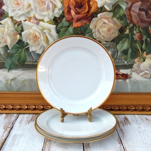 TIRSCHENREUTH Colonial Plates Set of 3, Vintage China Fine Bavarian Luncheon Plates Gold Band, Elegant Vintage Plates, Thanksgiving