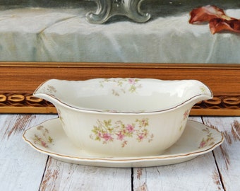 Syracuse STANSBURY Gravy Boat with Attached Underplate, Syracuse Stansbury Federal Discontinued Vintage China, Thanksgiving