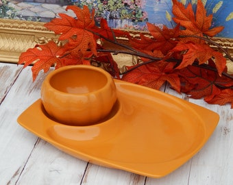 PFALTZGRAFF Pumpkin Chip Dip Set, Orange Chip & Dip Set Platter and Bowl, Party Serving Thanksgiving