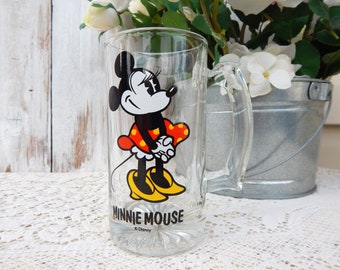 Disney Glass Mug MINNIE MOUSE Beer Mug, Disney Lover Gift, Disneyana Gift