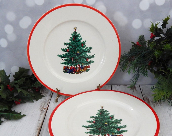 Christmas Tree Plates Set of 3 HOLLY & SPRUCE Taylor Smith and Taylor