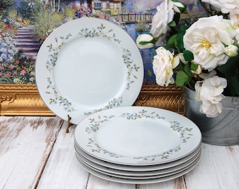 MEITO AUGUSTA Japan Blue Rose Dinner Plates 10.5